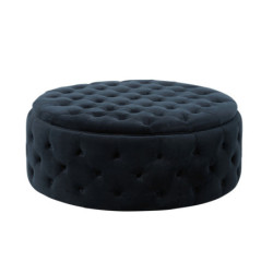 Antracitový sametový designový sedák Wilson - Ø 100*40cm