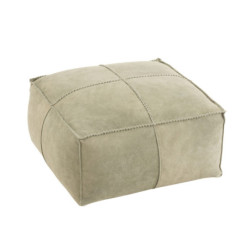 Béžovo-zelený kožený puf / sedák Pouf cross low - 50*50*25cm