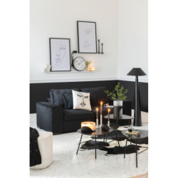 Černá 2-místná sametová pohovka Nalmi black - 212*98*86cm