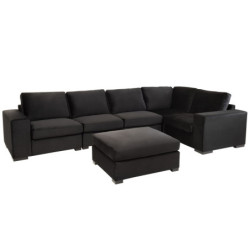 Černý 1-místný sametový rohový díl pohovky Nalmi black - 108*108*89cm