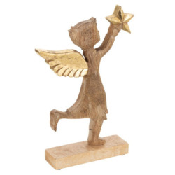 Dřevěný anděl se zlatou hvězdou - 19*3*32cm