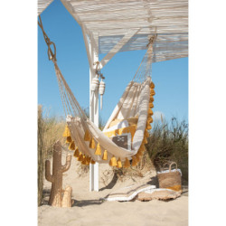 Béžová režná bavlněná hamaka se střapci Hammock - 228*130*335 cm