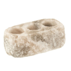 Přírodní svícen ze solného kamene na tři čajové svíčky - 20*10*7 cm