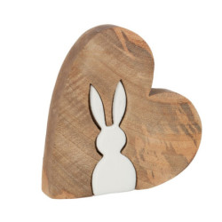 Dřevěná velikonoční dekorace Srdíčko se zajíčkem - 13*2,5*12 cm
