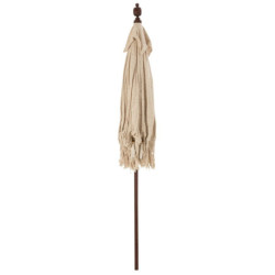 Béžový slunečník s dřevěnou tyčí a mušlemi Boho - ∅188*250 cm