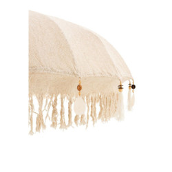 Béžový slunečník s dřevěnou tyčí a mušlemi Boho - ∅188*250 cm
