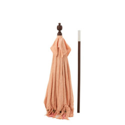 Broskvový slunečník s dřevěnou tyčí a mušlemi Boho - ∅188*250 cm
