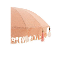 Broskvový slunečník s dřevěnou tyčí a mušlemi Boho - ∅188*250 cm