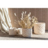 Béžový cementový květináč s drhaným vzorem Ibiza Macramé - Ø11*10 cm