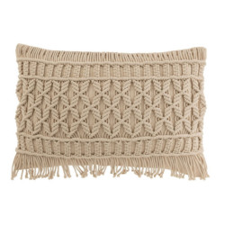 Béžový polštář s drhaným vzorem Macramé Cosy - 47*15*37 cm