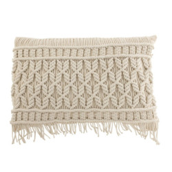 Přírodně bílý polštář s drhaným vzorem Macramé Cosy - 60*15*40 cm