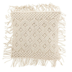 Přírodně bílý polštář s drhaným vzorem Macramé Cosy - 50*12*50 cm