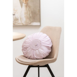 Fialkový bavlněný kulatý polštář s krajkou Lace violet - Ø 39*12cm