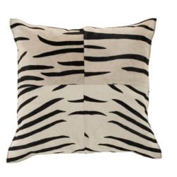 Černo-bílý kožený polštář s výplní Zebra -  44*10*44cm