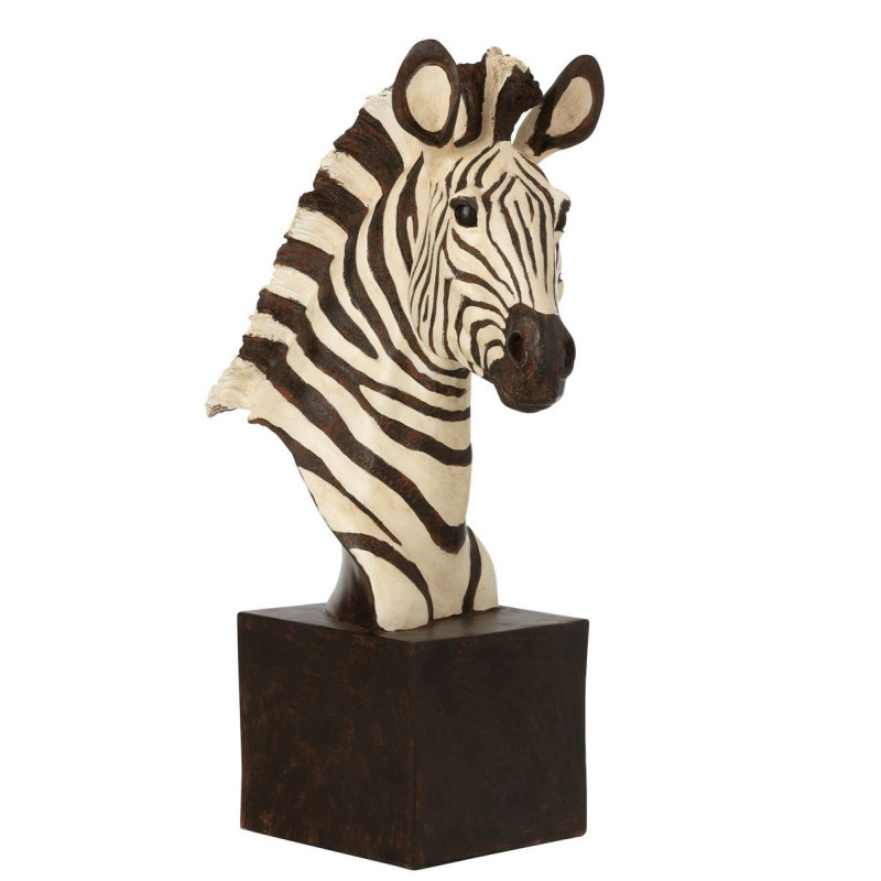 Bílo-černá antik dekorace busta Zebra - 32*14*50cm
