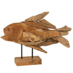 Dřevěná dekorace ryba na podstavci Fish teak - 56*19*36cm