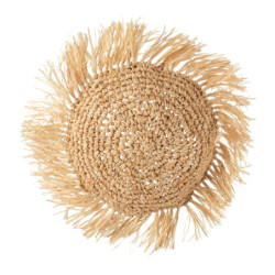 Dekorační kulatý polštářek z přírodní trávy Raffia natural - 45*15*45 cm