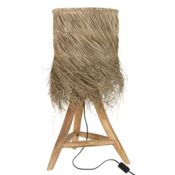 Stolní lampa z teakového dřeva a stínidlem z trávy Rafi grass - Ø 48*66 cm/ E27/ 70W