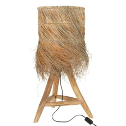 Stolní lampa z teakového dřeva a stínidlem z trávy Rafi grass - Ø 48*66 cm/ E27/ 70W