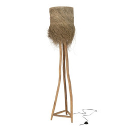 Stojací lampa z teakového dřeva a stínidlem z trávy Rafi grass - Ø 42*175 cm/ E27/ 70W