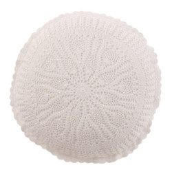 Bílý bavlněný kulatý polštář s krajkou Lace white - Ø 38*12cm
