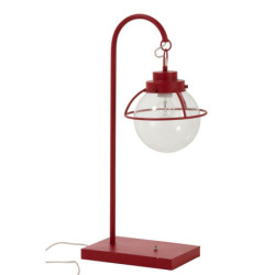 Červená kovová stolní retro lampa s patinou Ball Hang - 33*23*70 cm