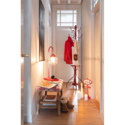 Červená kovová stolní retro lampa s patinou Ball Hang - 33*23*70 cm
