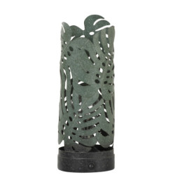 Zelená Led svítící kovová lampička s listy Leaves - Ø13*34cm