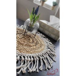 Přírodní pletené prostírání z mořské trávy s třásněmi - Ø 50*1.5 cm