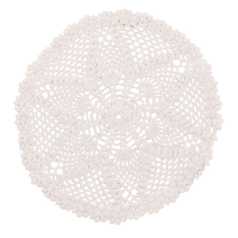 Bílé bavlněné kulaté prostírání krajka Lace white - Ø 32*0,5cm