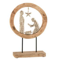Dřevěný Betlém na podstavci z mangového dřeva - 32*10*45 cm