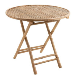 Přírodní bambusový kulatý skládací stůl Bamboo Pliable - Ø 90*76cm