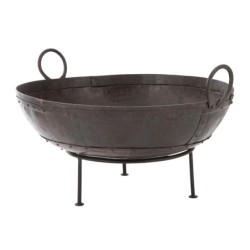 Černo-hnědé antik kovové kulaté ohniště -  72*65*40 cm