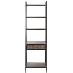 Černý kovový policový regál se šuplíkem Valio Black - 55*37*185cm