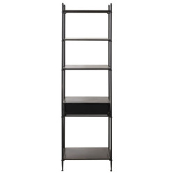 Černý kovový policový regál se šuplíkem Valio Black - 55*37*185cm