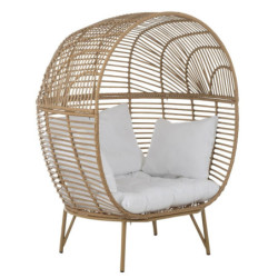 Béžové ratanové zahradní křeslo Lounge Beige Oval  - 115*110*148 cm