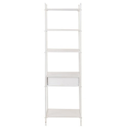 Bílý antik kovový policový regál se šuplíkem Valio White - 55*37*185cm