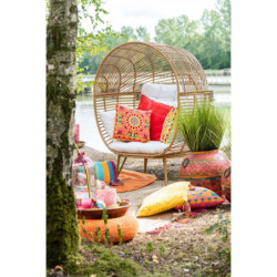 Béžové ratanové zahradní křeslo Lounge Beige Oval  - 115*110*148 cm