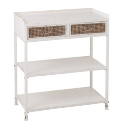Bílý antik kovový konzolový stůl se šuplíky Valio White - 75*38*84cm