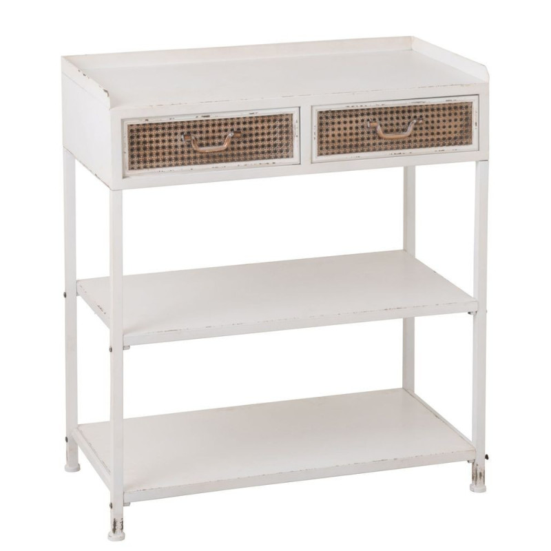 Bílý antik kovový konzolový stůl se šuplíky Valio White - 75*38*84cm