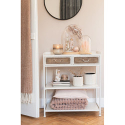 Bílý antik kovový konzolový stůl se šuplíky Valio White - 75*38*84cm