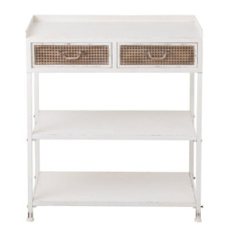 Bílý antik kovový konzolový stůl se šuplíky Valio White - 75*38*84cm