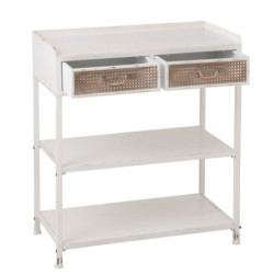 Bílý antik kovový konzolový stůl se šuplíky Valio White - 75*38*84cm
