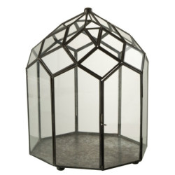 Černý kovový domácí skleník Terrarium - 25*25*38 cm