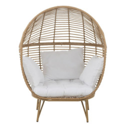 Béžové ratanové zahradní křeslo Lounge Beige Oval  - 115*110*148 cm