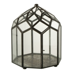 Černý kovový domácí skleník Terrarium - 23*23*30cm