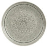 Světle šedý keramický servítovací talíř s ornamentem Boho grey L - Ø 33cm
