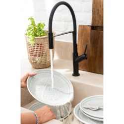 Světle šedý keramický servítovací talíř s ornamentem Boho grey L - Ø 33cm