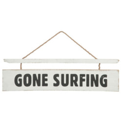 Bílá závěsná dřevěná cedule Gone Surfing - 70*2*20 cm