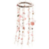 Závěsný věnec s růžovými peříčky a mušlemi Boho - Ø 15*75 cm